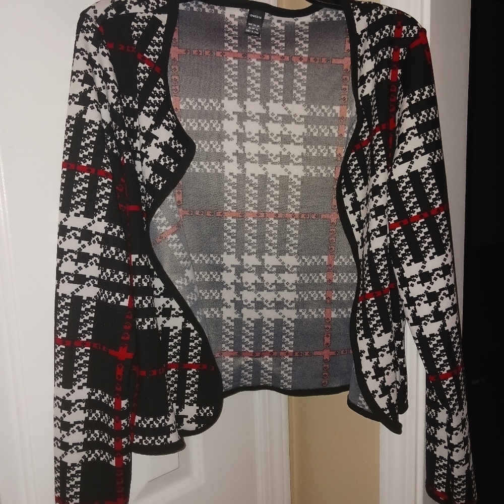 Jacket- lightweight, black, red, white stripes
